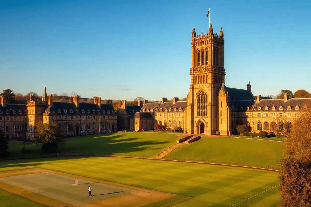 Clifton College Gothic Revival buildings and cricket grounds in Bristol
