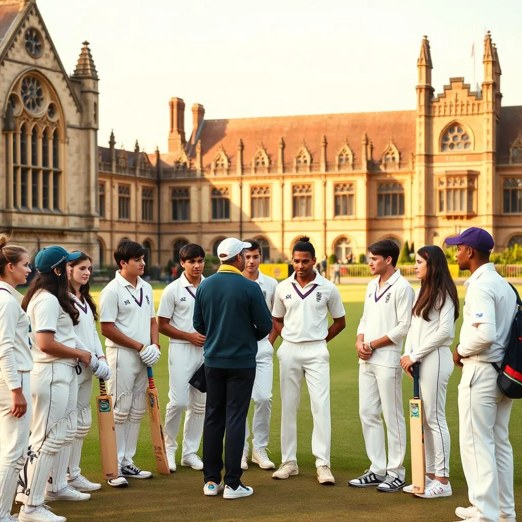 Young cricketers experiencing a UK independent school immersion programme